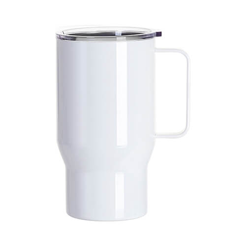 550 ml travel mug with stainless steel handle for sublimation - white