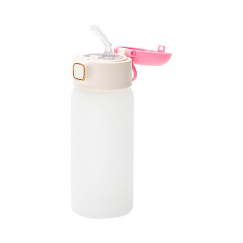 Biberón infantil 450 ml con pajita de silicona para sublimación - rosa