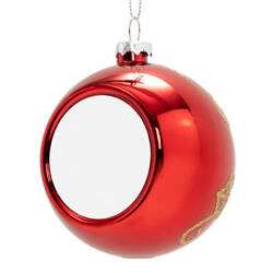 Kerstboom kerstbal Ø 8 cm voor sublimatie - rood - gouden bloemen