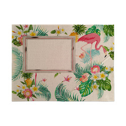 Linen table cloth mat for sublimation printing - Flamingo