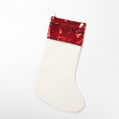 Kerstsok met rode pailletten voor sublimatie