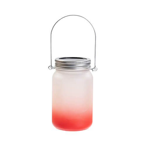 Lantaarn van 450 ml met metalen handvat - rood verloop