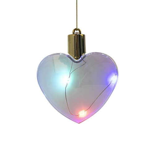 Plastic bauble glowing with colored light - heart for sublimation