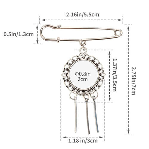 Broche ronde - épingle à nourrice avec trois bandes pour la sublimation