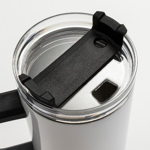 1200 ml nerūsējošā tērauda ceļojumu krūze ar vāciņu un salmiņu ar melnu rokturi sublimācijai - balta