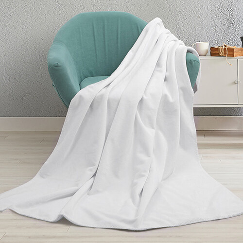 Tæppe af mikrofiber og arktisk fleece til sublimering - hvid