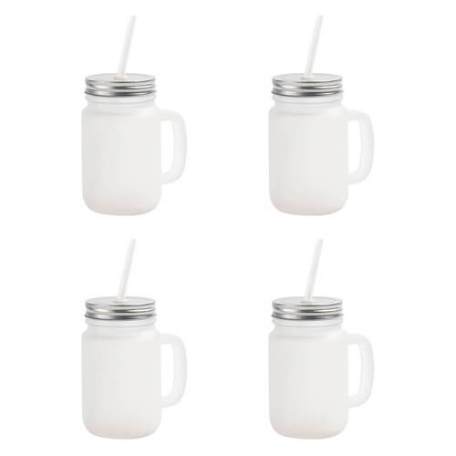 Set med 4 Mason Jar sublimationsmuggar - frostat glas