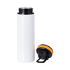 850 ml white aluminum water bottle with a screw cap and a orange insert for sublimation