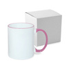 Mok A+ 330 ml met roze handvat met kartonnen doos Sublimatie thermische overdracht