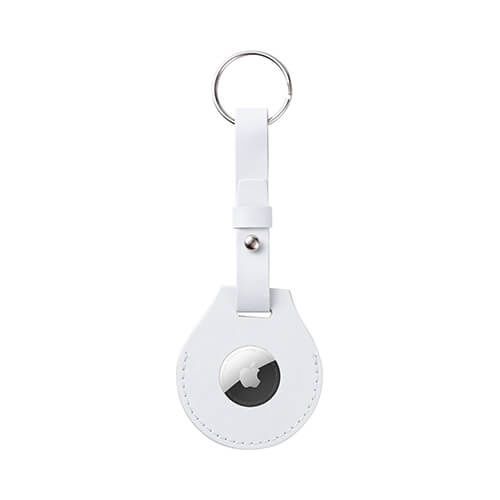 Leather key ring with belt / AirTag case for sublimation - white