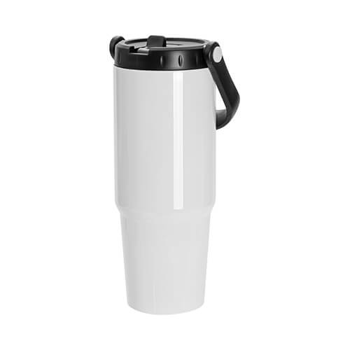 Stainless steel 900 ml travel mug with lid with mouthpiece for sublimation - white