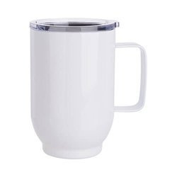 Cană de cafea înaltă, din metal, 500 ml, pentru sublimare - albă