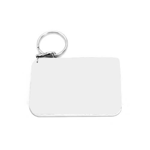 Porte-­clés en plastique rectangulaire 80 x 55 mm blanc Sublimation Transfert  Thermique