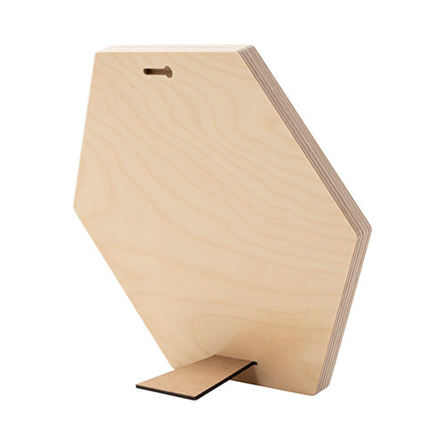 Marco de fotos hexagonal de madera contrachapada para sublimación - 30,5 x 25,4 cm