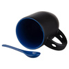 Magic mug with a spoon for sublimation printing - black mat with blue interior