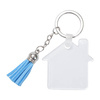 Acrylic keychain for sublimation - cottage with blue tassels