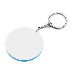 Round plastic key ring Ø 60 mm white with coloured rim Sublimation thermal transfer