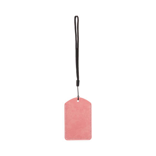 Leather luggage tag for sublimation - pink dome with black string