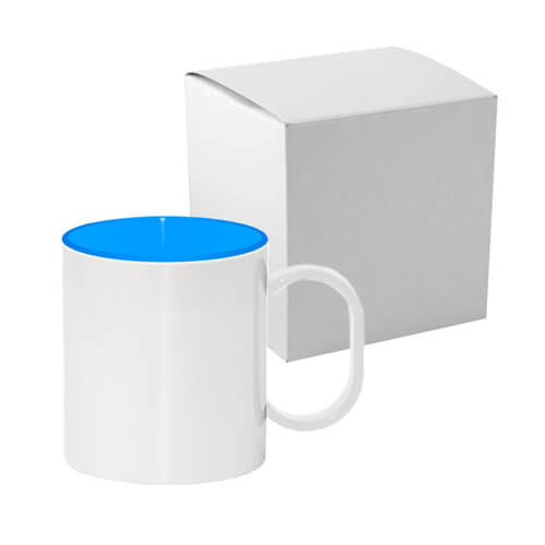 Plastic mok 330 ml met blauwe binnenkant met kartonnen doosje Sublimatie Thermische overdracht