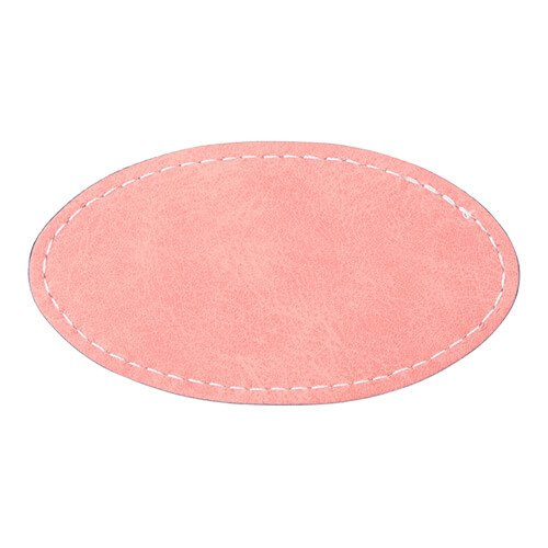 Nahkainen soikea merkki 8,2 x 4,4 cm sublimointia varten - vaaleanpunainen