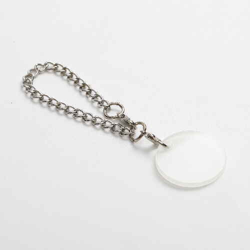 Akrilo puodelio etiketė sublimacijai - apskritimas ant grandinėlės