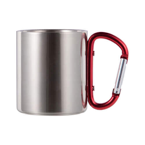 Metallimuki 200 ml sublimaatiota varten karabiinirenkaalla - hopea