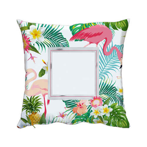 Kaksivärinen satiininen tyynyliina 50 x 50 cm sublimaatiota varten - Flamingo