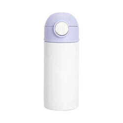 Bidon - flacon pour enfants de 360 ml pour sublimation - blanc avec bouchon violet