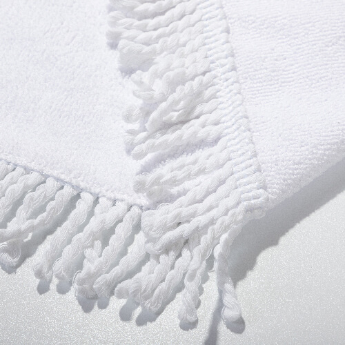 Toalla de microfibra 152 x 76 cm con flecos para sublimación - blanca