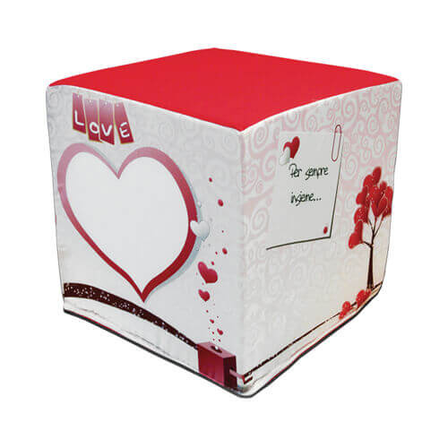 Kahevärviline satiinist padjapüür ruudukujulisele pouffe'ile sublimatsiooni jaoks - Love