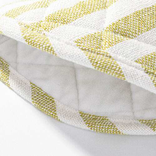 Heat-insulating oven mitt for sublimation - cream with light green stripes