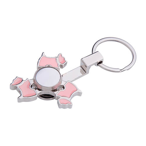 Metalnøglering - spinner til sublimering - hund - pink