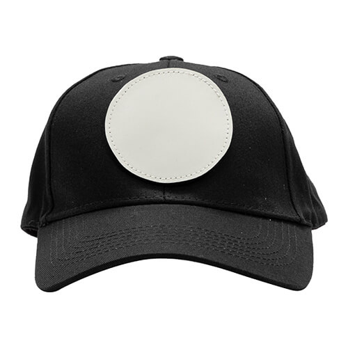 Casquette de baseball en coton avec patch velcro rond pour sublimation - noir