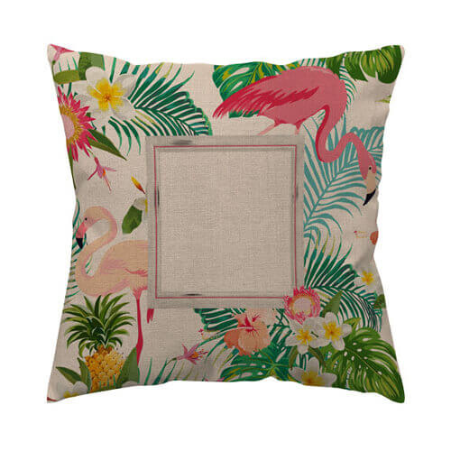 Divkrāsains audekla pārvalks 70 x 70 cm sublimācijai - Flamingo