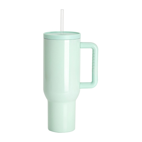Cană de călătorie din oțel inoxidabil 1200 ml cu mâner și pai - mentă