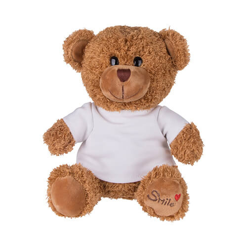 Teddy maci 23 cm-es pólóval szublimációs nyomtatáshoz - barna