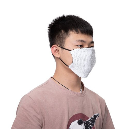 Grand masque facial avec poche filtrante et paillettes pour sublimation