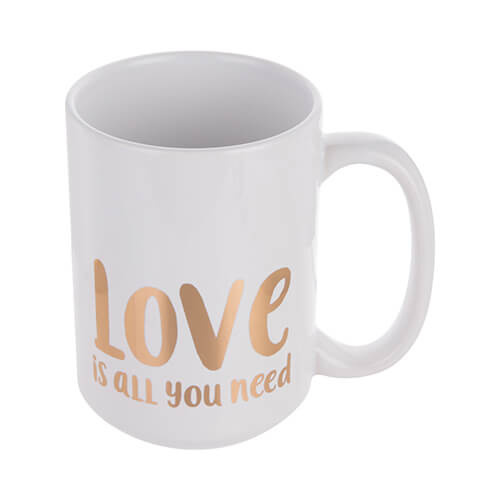 Krūzīte 450 ml ar zelta sublimācijas uzrakstu - Love is all you need