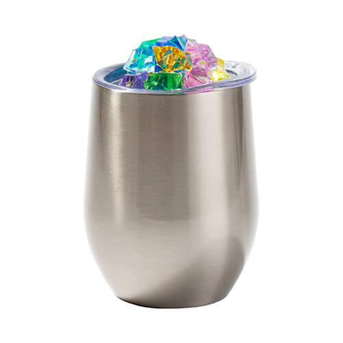 360 ml beker voor glühwein voor sublimatie - zilver, deksel met kunstmatig gekleurd ijs