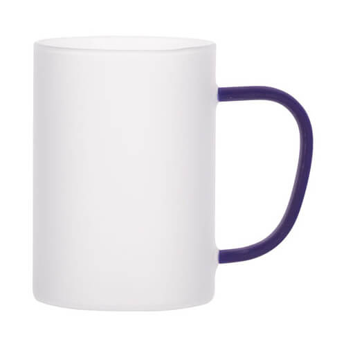 Frosted glass with a navy blue handle for sublimation 360 ml