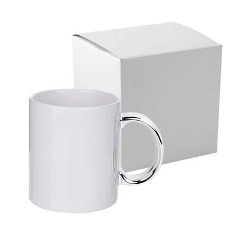 Mug 330 ml avec anse argenté pour sublimation avec boîte