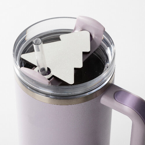 Placa identificativa de fibra con purpurina para taza de 1200 ml para sublimación - Árbol de Navidad