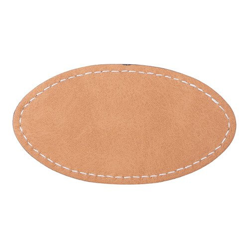Ovāla ādas nozīmīte 8,2 x 4,4 cm sublimācijai - brūna