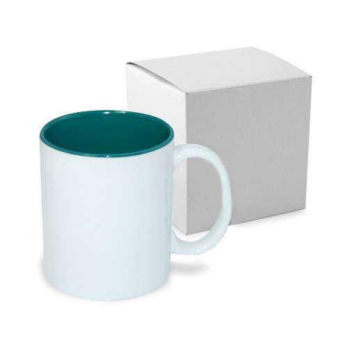 Taza A + 330 ml con interior verde con caja Sublimación Transferencia Térmica