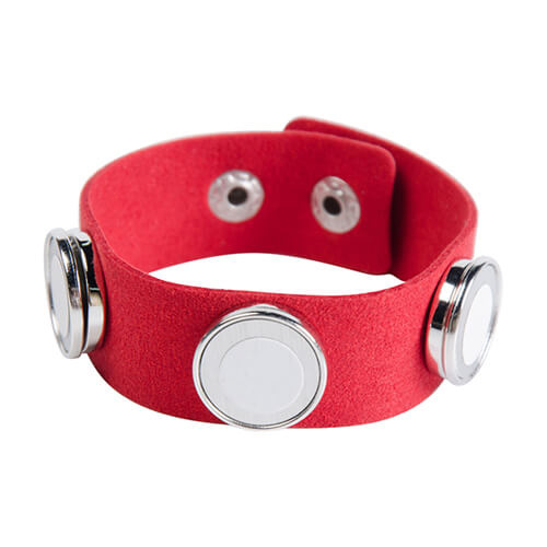 Pulsera de ante con 3 placas circulares - Sublimación roja