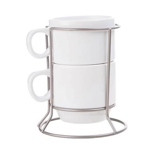 Set - twee 170 ml sublimatiebekers in een draadstandaard