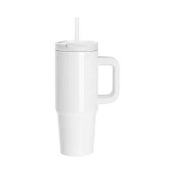 900 ml-es bögre szívószállal és fehér fogantyúval szublimációhoz - fehér