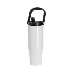 Mug de voyage en acier inoxydable 1080 ml avec couvercle et embout de sublimation - blanc