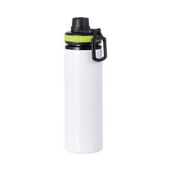 Botella de agua de aluminio blanco de 850 ml con tapón de rosca y un inserto verde para sublimación