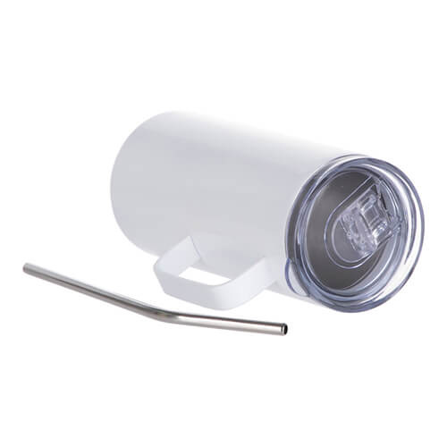 Pahar de 480 ml cu ochiuri și pai pentru sublimare - alb